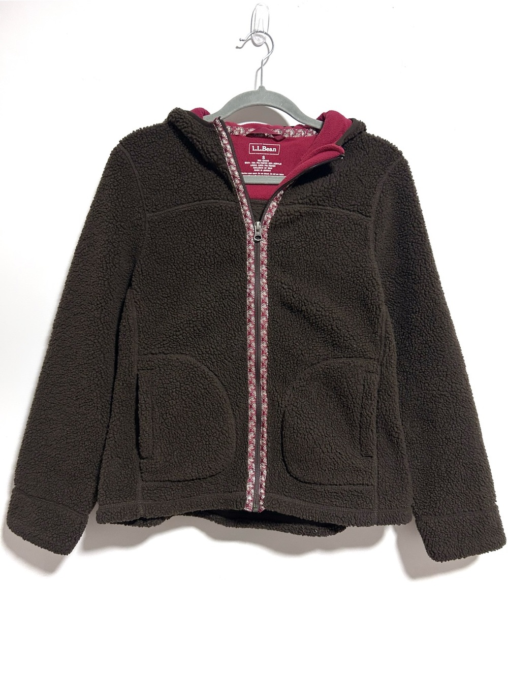 L.L. Bean Sherpa Fleece Zip Up Jacket Women’s Small Brown Red